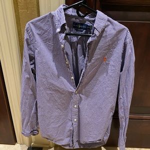 Men’s Ralph Lauren Purple Checkered LS Polo Size M